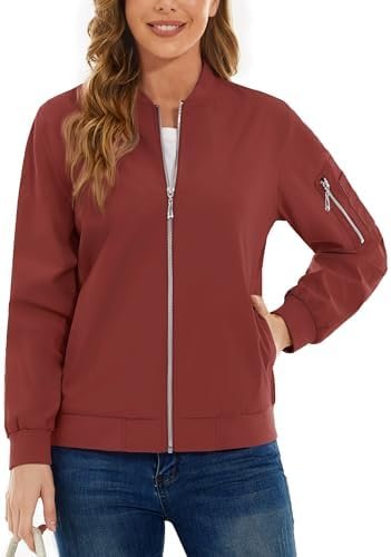 TACVASEN Women's Bomber Jackets Lightweight Casual Jacket Fu...