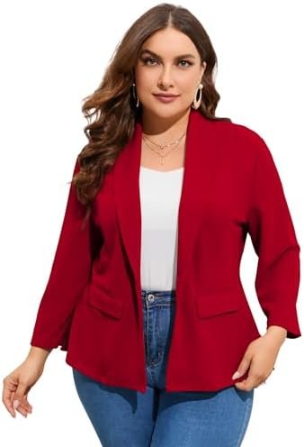 ShopWonder Women's Plus Size Casual Blazers Open Front Work ...