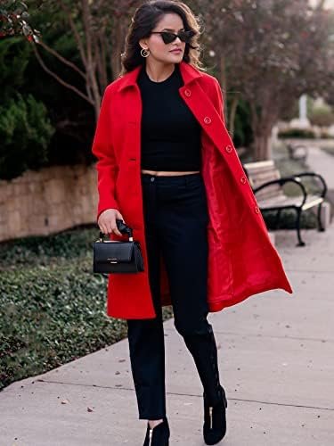 Jenkoon Women's Wool Trench Coat Winter Long Thick Overcoat ...