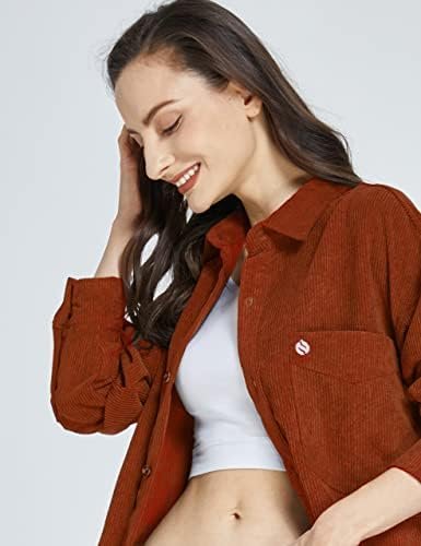 SSLR-Womens-Corduroy-Shacket-Jacket-Oversized Button Down Sh...