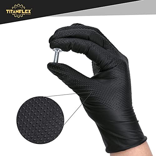 TitanFlex Thor Grip Heavy Duty Black Industrial Nitrile Glov...