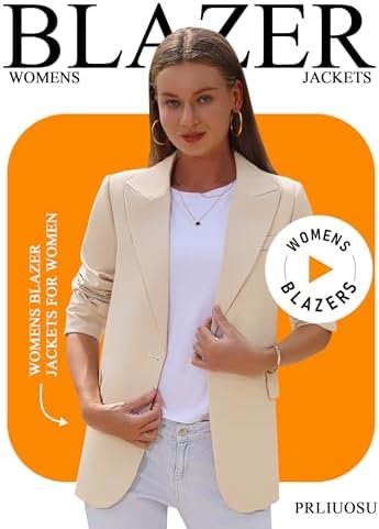 Womens Casual Blazers Open Front Long Sleeve Fully Lined Wor...