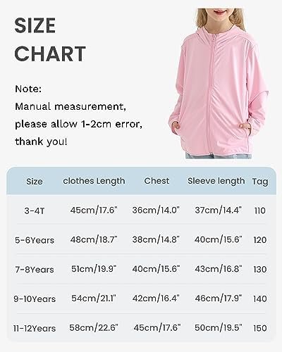 Auranso Kids Zip-Up Hoodie Girls Boys UPF50+ Sun Protection ...