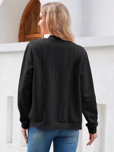 Women's Full Zip Sweatshirt Jacket Stand Collar Hoodless Out...