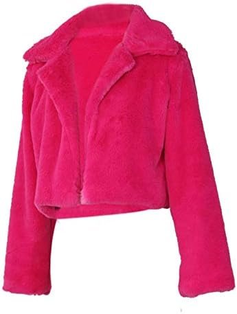 RAMOUG Womens Winter Outerwear Faux Fur Long Sleeve Crop Jac...
