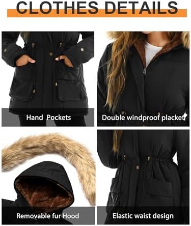 FARVALUE Women's Winter Coat Hooded Warm Fleece Parka Jacket...