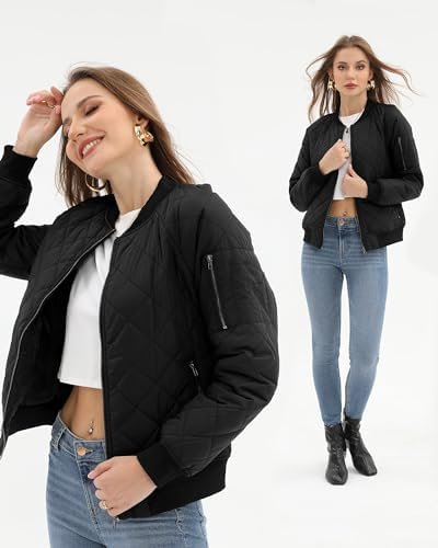 Argstar Women's Quilted Bomber Jakcet with 5 Pockets (XS-XXL...