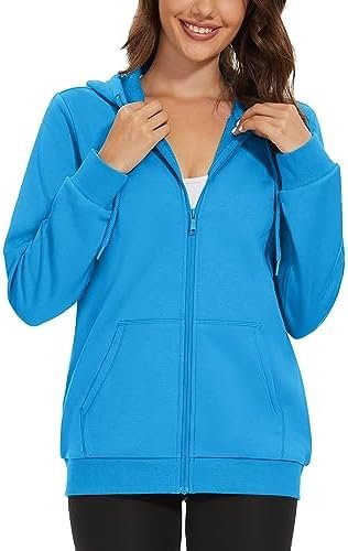 MAGCOMSEN Women's Fleece Lined Zip Up Hoodies Casual Hooded ...