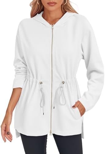 Fisoew Women's Zip Up Hoodie Sweatshirts Oversized Long Slee...