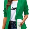 Womens Casual Blazers Long Sleeve Lapel Button Slim Work Off...