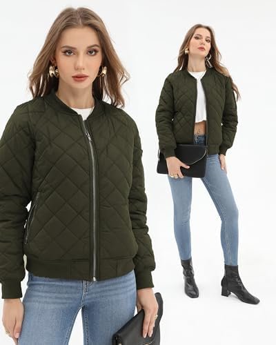 Argstar Women's Quilted Bomber Jakcet with 5 Pockets (XS-XXL...