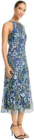 Maggy London Women's Garden Embroidered Mesh Halter Midi Dre...