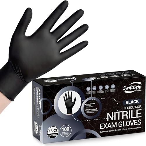Disposable Black Nitrile Exam Gloves, Latex Free Gloves for ...