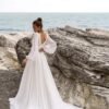 Beach Long Sleeve Wedding Dresses for Bride V Neck Empire Wa...