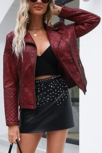 Bellivera Women's Faux Leather Casual Jacket 2025 Spring Tre...