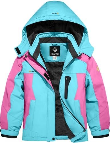 GEMYSE Girl's Waterproof Ski Snow Jacket Hooded Fleece Lined...
