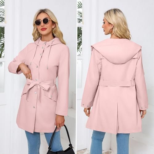 Women's Raincoat Lightweight Rain Jacket Waterproof with Hoo...