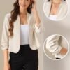 Allegra K Ruched 3/4 Sleeve Blazer Jacket for Women's Open F...