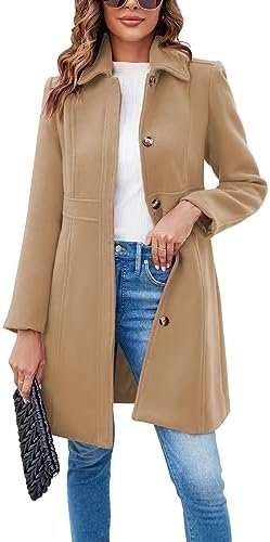 Fisoew Women's Elegant Single Breasted Coat Long Sleeve Mid ... Fisoew Women's Elegant Single Breasted Coat Long Sleeve Mid ...