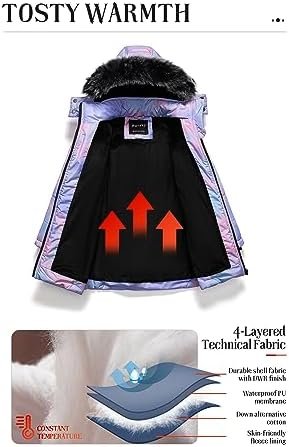 Pursky Girls' Warm Winter Coat Long Parka Fleece Lined Water...