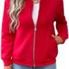 Women's Zip Up Sweatshirts Jackets Long Sleeve Bomber Jacket...