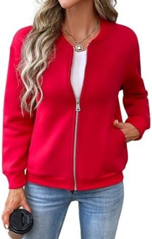 Women's Zip Up Sweatshirts Jackets Long Sleeve Bomber Jacket... Women's Zip Up Sweatshirts Jackets Long Sleeve Bomber Jacket...