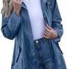Rain Jacket Women Striped Lined Hooded Lightweight Raincoat ...