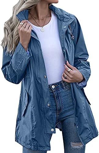 Rain Jacket Women Striped Lined Hooded Lightweight Raincoat ...