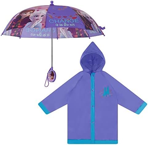 Disney Girls Kids Umbrella and Slicker, Frozen Elsa and Anna...