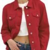 Argstar Denim Jacket for Women Button Up Long Sleeve with Po...