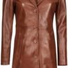 fjackets Lambskin Leather 3/4 Coat - A Fusion of Timeless St...