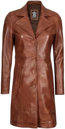 fjackets Lambskin Leather 3/4 Coat - A Fusion of Timeless St...