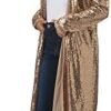 Masseys Women's Long Open-Front Sequin Jacket
