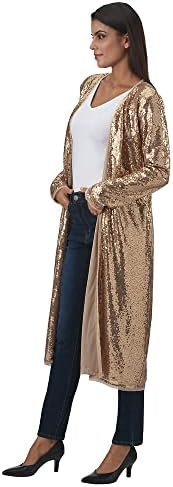 Masseys Women's Long Open-Front Sequin Jacket