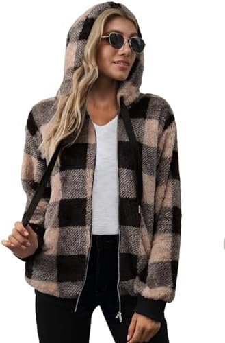 Nirovien Womens Sherpa Jacket Fuzzy Zip Up Hoodie Oversized ...