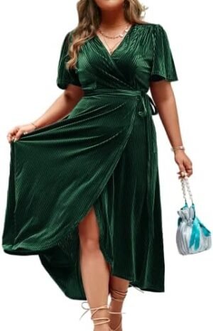 BerryGo Women's Velvet V Neck Wrap Semi Formal Dress Cocktai... BerryGo Women's Velvet V Neck Wrap Semi Formal Dress Cocktai...