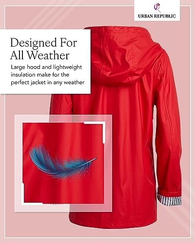 URBAN REPUBLIC Woman’s Rain Jacket - Water Resistant Slicker...