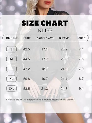 Nlife Women Sheer Mesh Sparkly Bomber Jackets See Thru Glitt...