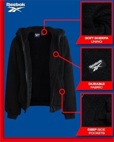 Reebok Girls’ Fleece Jacket – Full Zip Faux Fur Teddy Coat –...