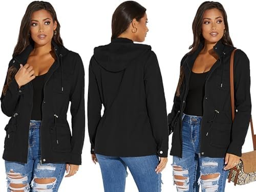 JTNFairy Casual Jackets for Women Long Sleeve Zipper Classic...