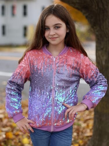 Lovekider Girls Sequin Jacket Glitter Long Sleeves Gradient ...