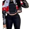 VOIKERDR Leather Jacket Women Zipper Moto Biker Short Leathe...
