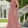 KOH KOH Womens Long V-Neck Ruffle Sleeveless Bridesmaid Prom...