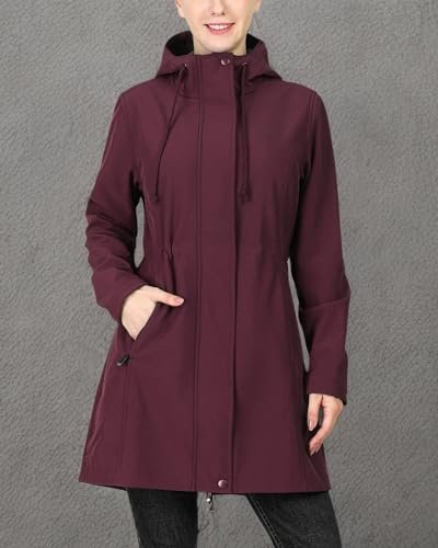 33,000ft Women's Softshell Long Jacket with Hood Fleece Line...