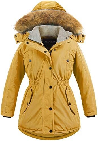 CREATMO US Girl's Long Winter Warm Parka Sherpa Trimmed Coll...