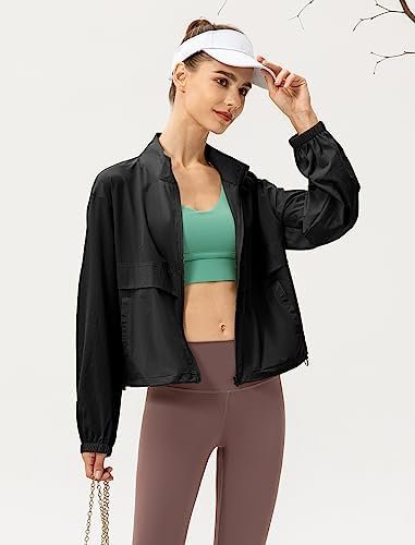 Locachy Women's Lightweight Zip Up Athletic Jacket Stand Col...