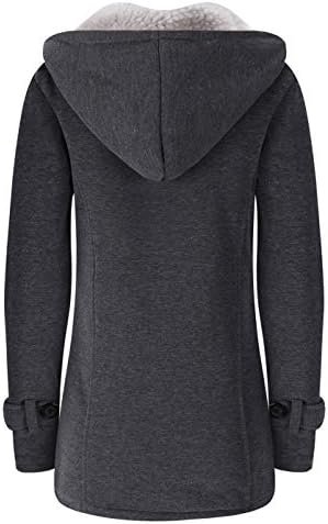JiangWu Womens Fashion Horn Button Fleece Thicken Coat with ...