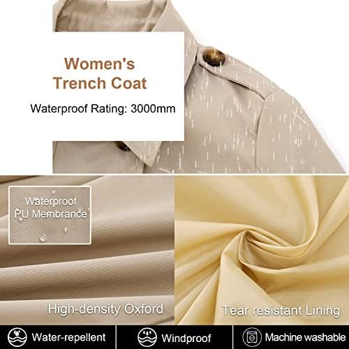 CREATMO US Women's Trench Coat Double-Breasted Classic Lapel...