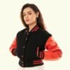 Cropped Jacket Varsity Letterman Crop Jackets for Women Wool...