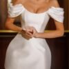 Short Satin Homecoming Dress Off Shoulder Mini Wedding Party...